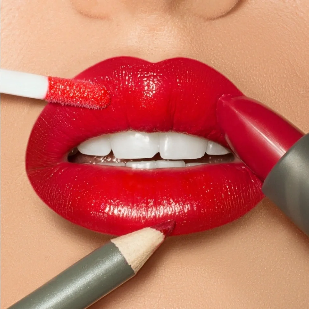 4pc KAB COSMETICS Cherry Pie Lip kit  with Liner Gloss Cream Lipstick &Sharpener